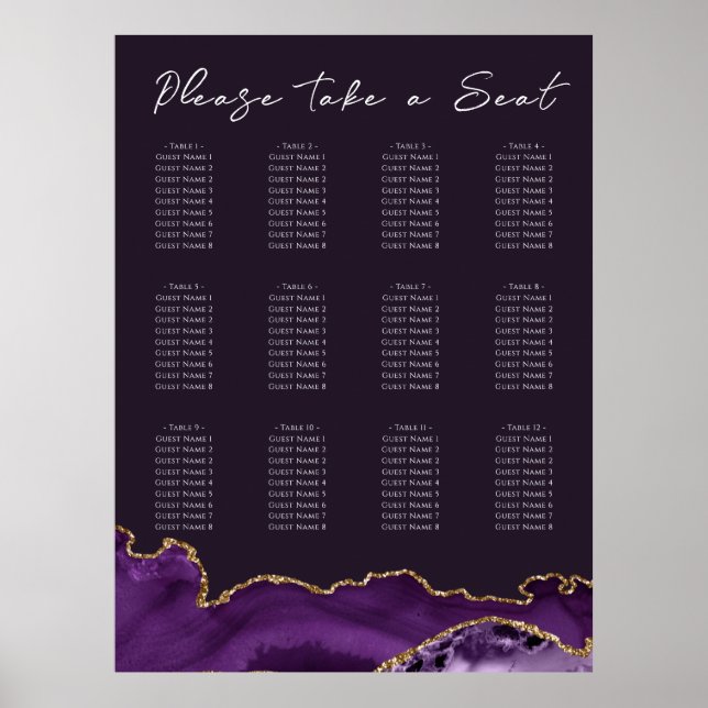 Poster Plate-forme en mousseline du Mariage Agate violet (Devant)