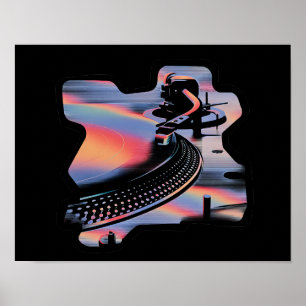Poster Platine Tourne-Disques de Style Glitch Moderne – D