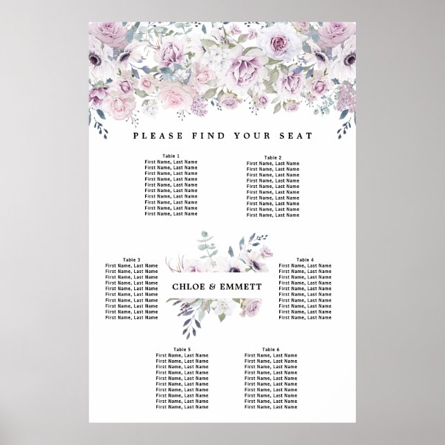 Poster Platine violette blanche 6 tables (Devant)