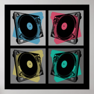 Poster Platines Tourne-disques Pop Art Rétro