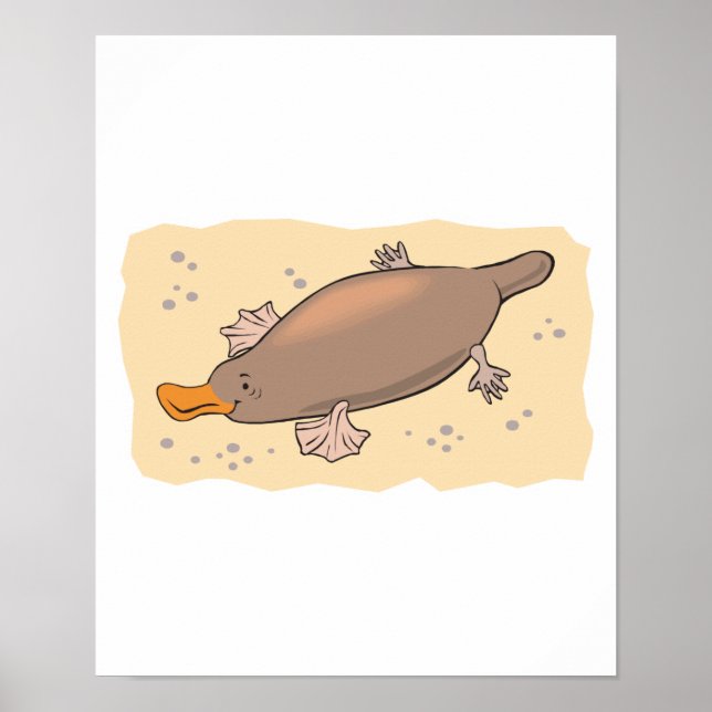 Poster Platypus mignon dans le sable (Devant)