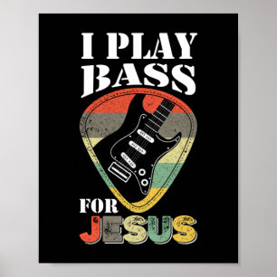 Poster Play Bass For Jesus Guitare Vintage
