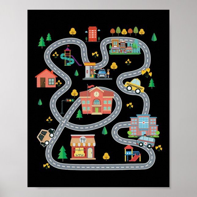 Poster Play Cars On Dad&# ; s Ck Mat Road Voiture Course  (Devant)