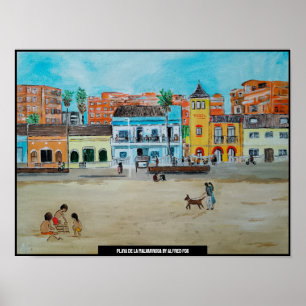 Poster Playa de la Malvarrosa Peinture d'Alfred Fox