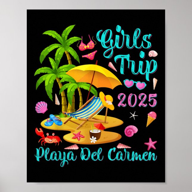 Poster Playa Del Carmen Beach Mexico Summer Girls Trip 20 (Devant)