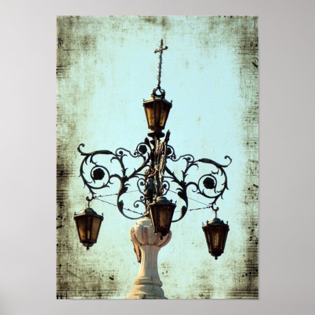 Poster Plaza Light Music Notes Grunge (Devant)