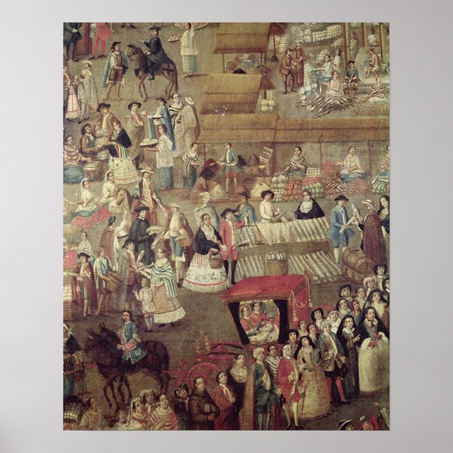 Poster Plaza Mayor à Mexico, détail du marché (Devant)