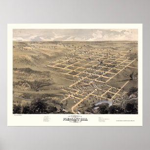 Poster Pleasant Hill, carte panoramique de MOIS - 1869
