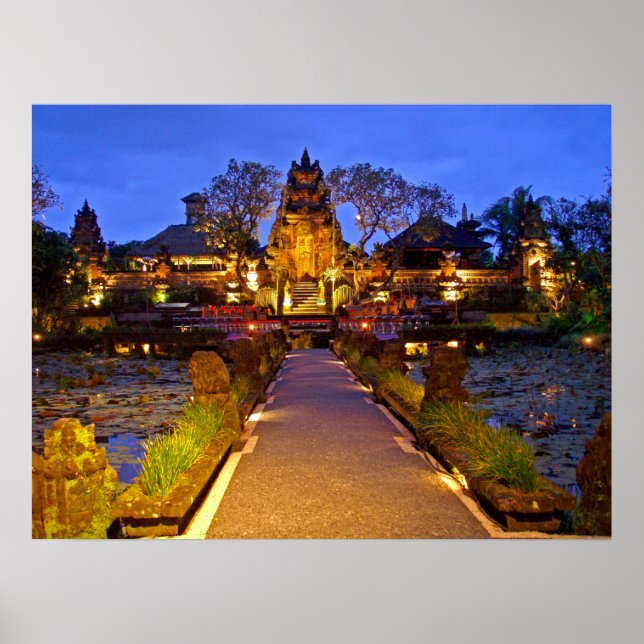 Poster plein (24"x18") Café Lotus Temple Ubud Bali (Devant)