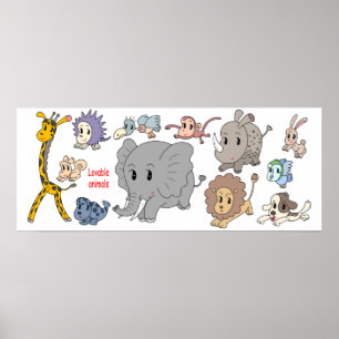 Poster Plein d'énergie ! Douze animaux joyeux.