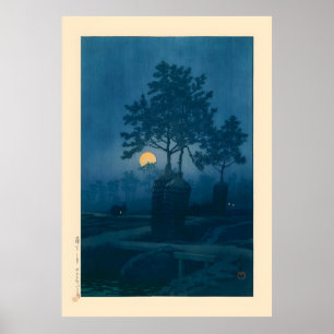 Poster Pleine lune à Gamo par Kawase Hasui