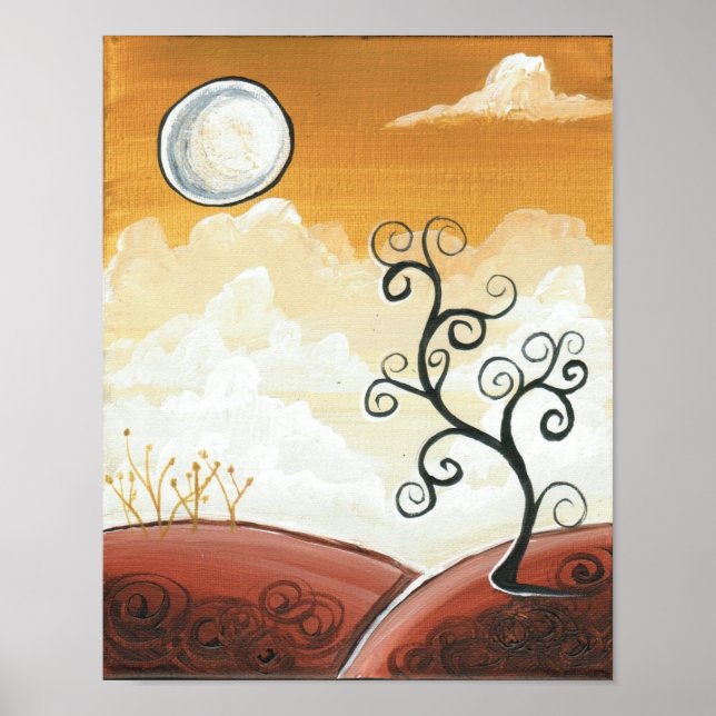 Poster Pleine lune Au coucher Du Soleil (Devant)