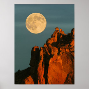 Poster Pleine lune   Basalt Cliffs Smith Rock State Park