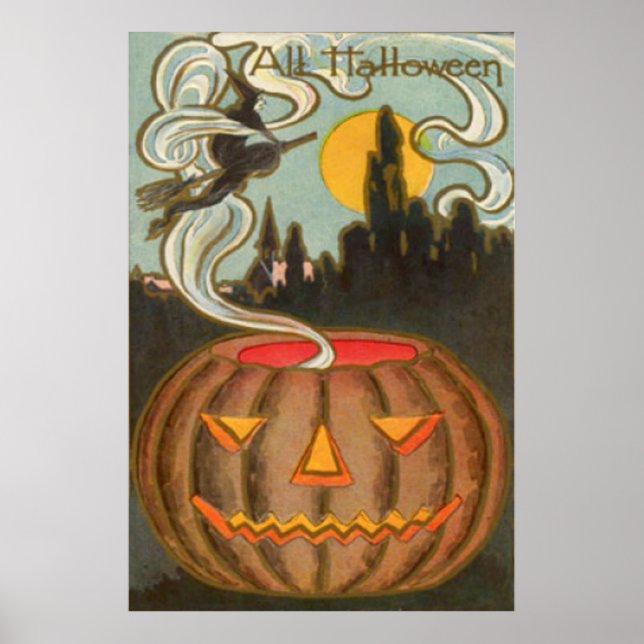 Poster Pleine lune citrouille    Jack-o'-lantern Witch (Devant)