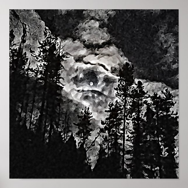 Poster Pleine lune Dans Une Nuit Nuageuse Art Abstrait (Devant)