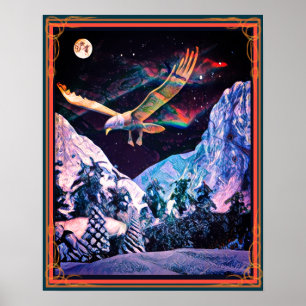 Poster Pleine lune de l'aigle des neiges