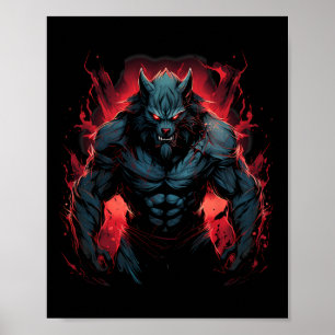 Poster Pleine lune de loup-garou effrayant Costume d'Hall