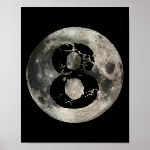 Poster Pleine lune du joueur de billard de la piscine de