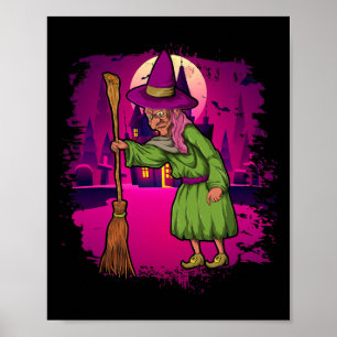 Poster Pleine lune Éffrayant Costume d'Halloween Scary Br