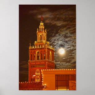 Poster Pleine lune et Giralda Tower, Kansas City, Missour