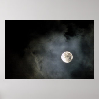 Poster Pleine lune et nuages