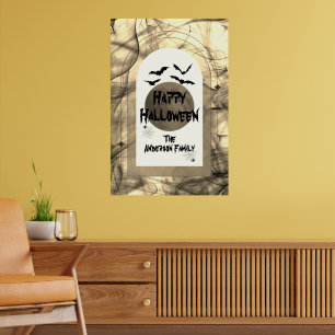 Poster Pleine lune Web effrayant Bats Spider Halloween he