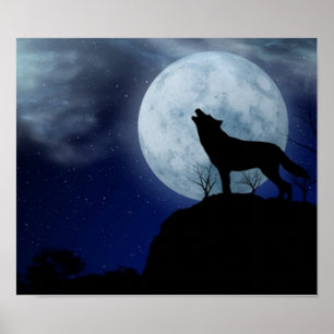 Poster Pleine lune Wolf