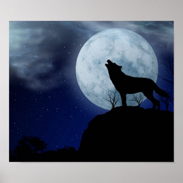 Poster Pleine lune Wolf (Devant)