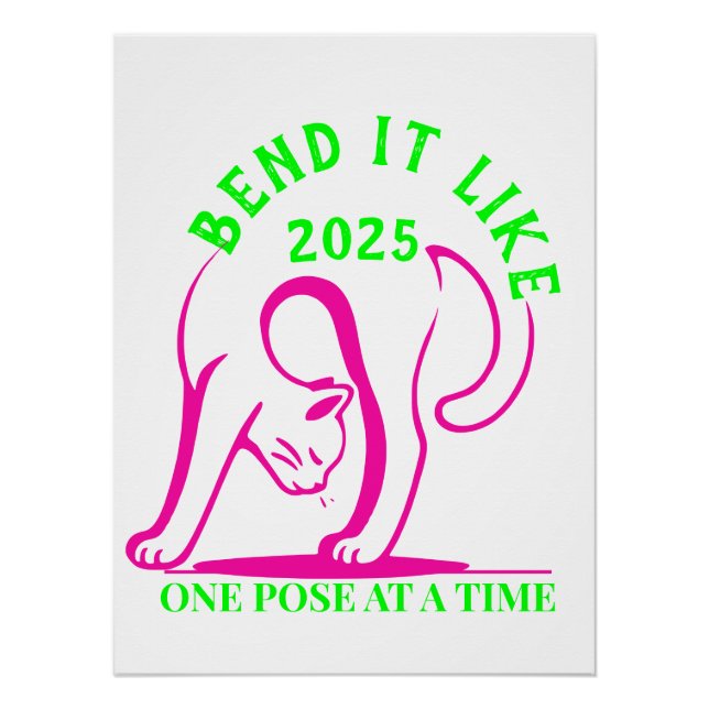Poster Plier comme 2025 : Fun de chat Yoga (Devant)