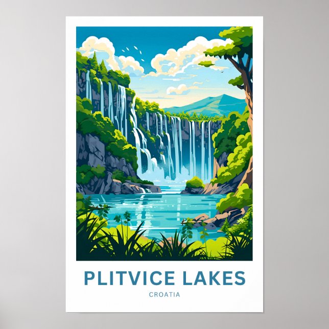 Poster Plitvice lakes Croatie Travel Print (Devant)