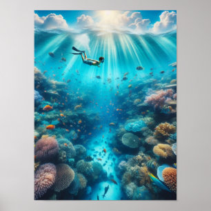 Poster Plongée en apnée dans un beau récif