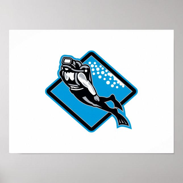 Poster Plongée plongée sous-marine Rétro (Devant)