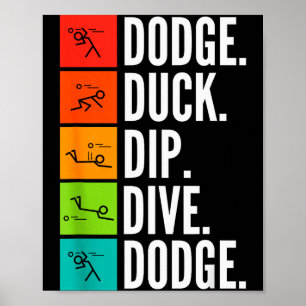 Poster Plongeon canard I Jeux de balles I Dodgeball drôle
