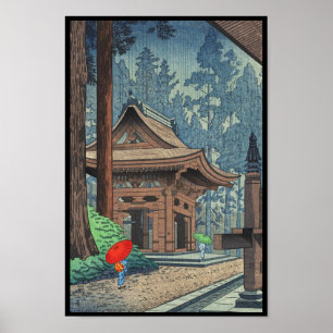 Poster Pluie au temple Enryakuji Asano Takeji shan hanga