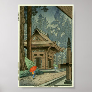 Poster Pluie au temple Enryakuji Asano Takeji Shin Hanga