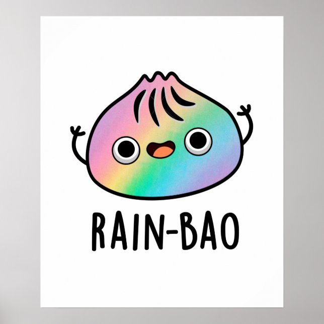 Poster Pluie-bao Funny Arc-en-ciel Dimsum Bao Pun (Devant)