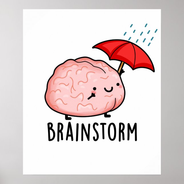 Poster Pluie cérébrale amusante Anatomie Pun (Devant)