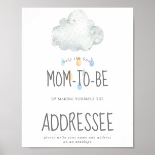 Poster Pluie Cloud Boy Shower Adresse un panneau d'envelo