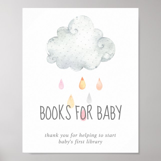 Poster Pluie Cloud Fille Baby shower Livres pour bébé Sig (Devant)