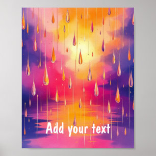 Poster Pluie colorée gouttes Nature Aquarelle