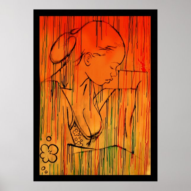 Poster Pluie créole jaune (Devant)