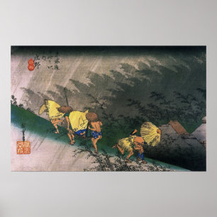 Poster Pluie de conduite à Shöno Utagawa Hiroshige 1833