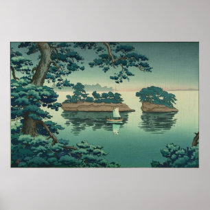 Poster Pluie de ressort, art de Waterscape de Japonais de