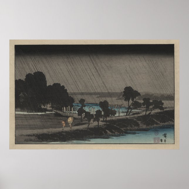 Poster Pluie du soir au sanctuaire Azuma (Devant)
