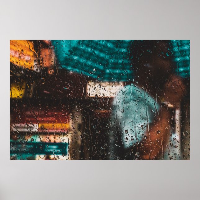 Poster Pluie eau humide goutte fenêtre nature (Devant)