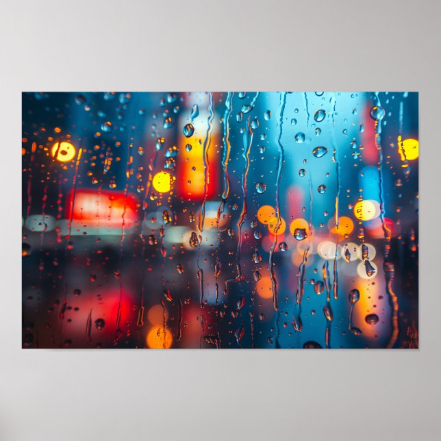 Poster Pluie et lumières de la ville (Devant)