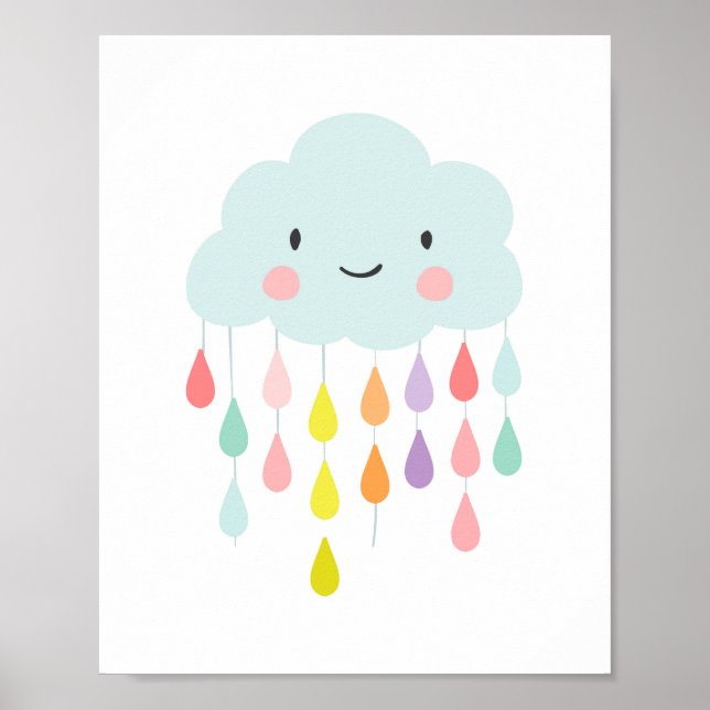 Poster Pluie Nuage nurserie décor Raindrops Salle pour en (Devant)