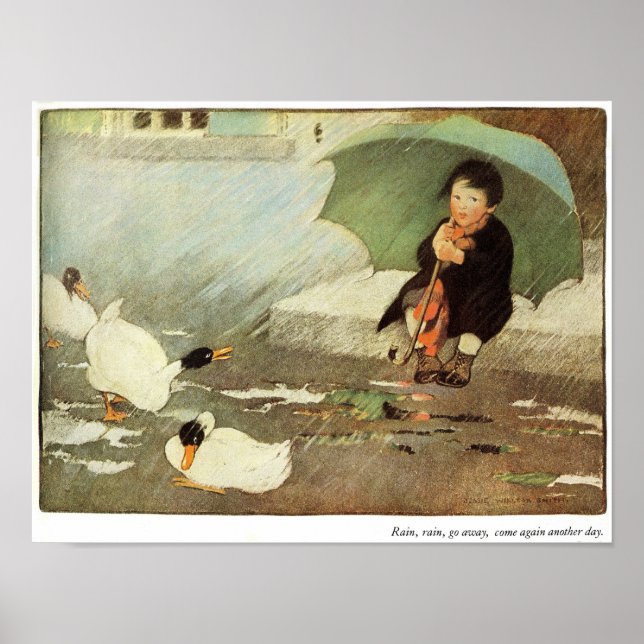 Poster Pluie, Pluie S'Éloigner Pépinière rime Imprimer (Devant)