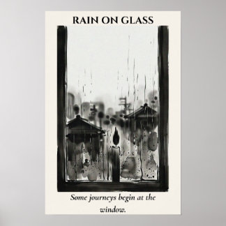 Poster Pluie sur Verre — Lavis d'Encre Sumi-e