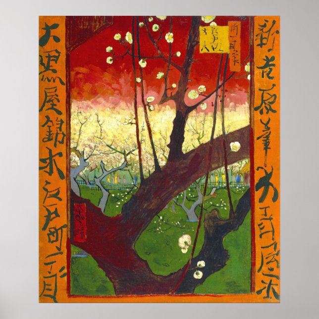 Poster Plum à fleurs (Hiroshige) Van Gogh Art (Devant)